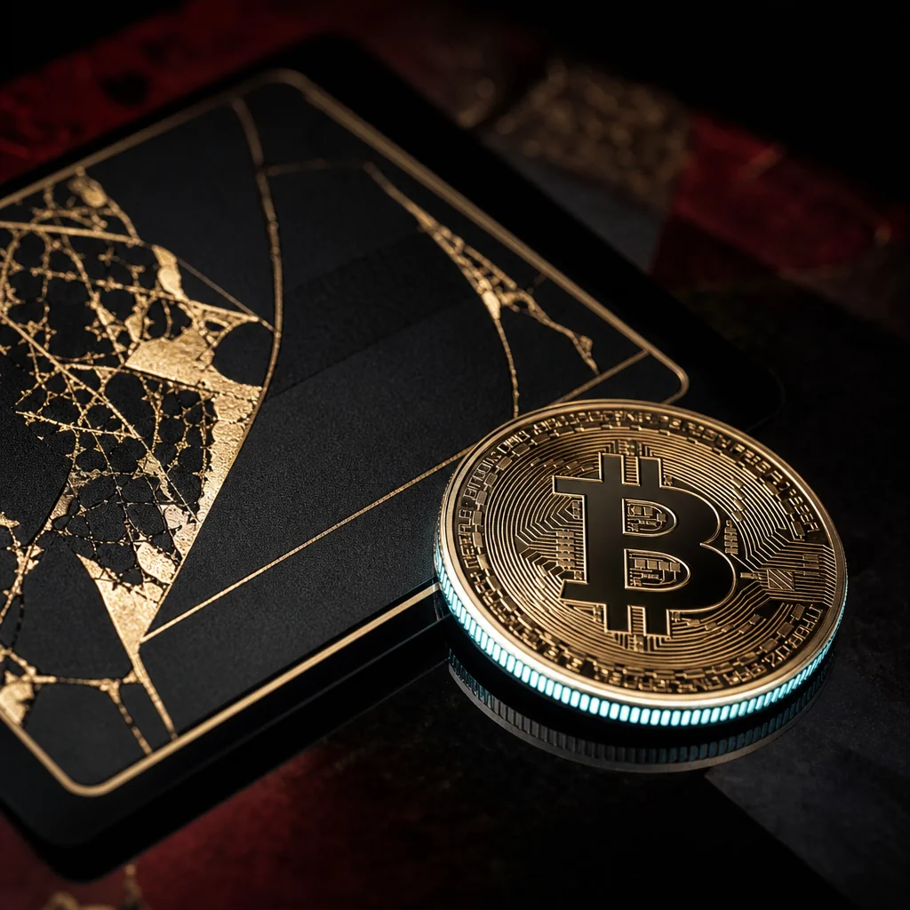Bitcoin and Ethereum coins arranged as still-life art